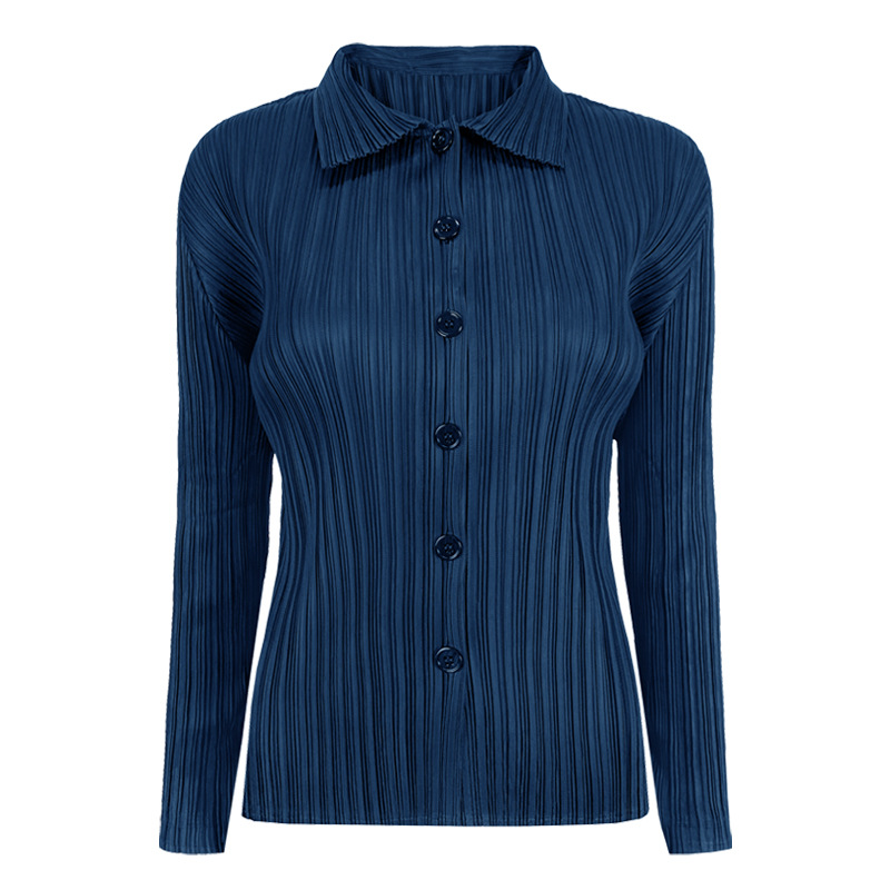 2026 Spring Pleated Shirt for Women, Designer Basic Style Shirt, Simple Korean Version Versatile Top Jacket