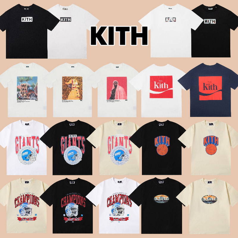Kith Classic Small Logo Small Label Godfather Coke Joint Simple Fashion Couple Men and Women Short-Sleeved T-Shirt Pure Cotton