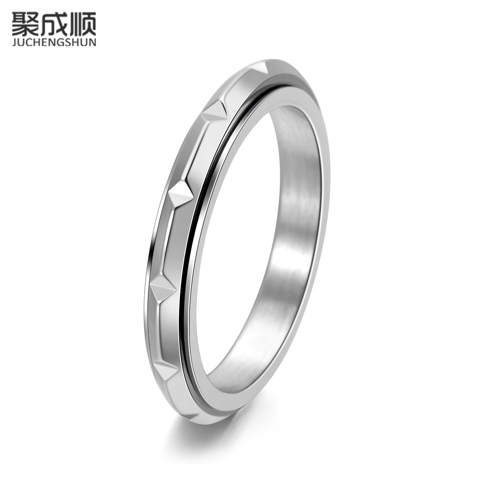 Amazon jewelry 3MM extremely fine rose gold bracelet titanium steel diamond angle bamboo joint rotating ring niche women's ring