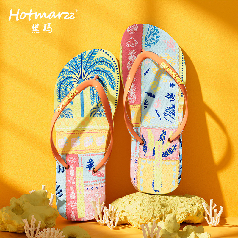Hotmarzz Blackma Women's Casual Flip-Flops Non-Slip Outer Wear Slippers Seaside Beach Slippers Outdoor