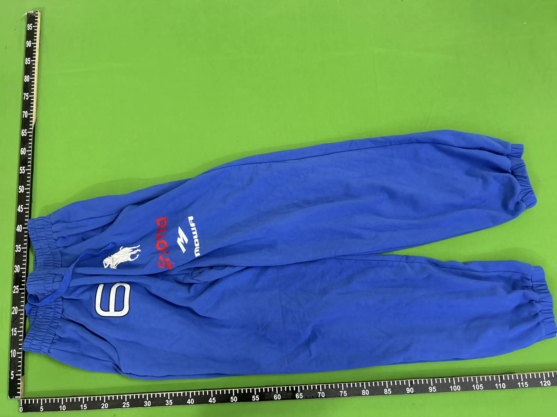 Mowalola Lon London Opium YVL style blue angel warhorse embroidery Baggy sports sweatpants