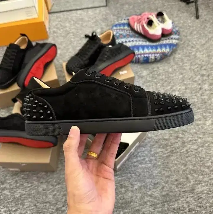 Christian Louboutin Black Suede Spiked Shoes