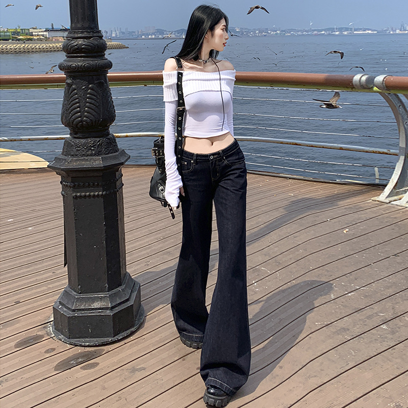 25Th Ootd!｜American Retro Wide-Leg Jeans Spring and Summer New Low-Waist Slim Loose Straight-Leg Floor-Length Pants