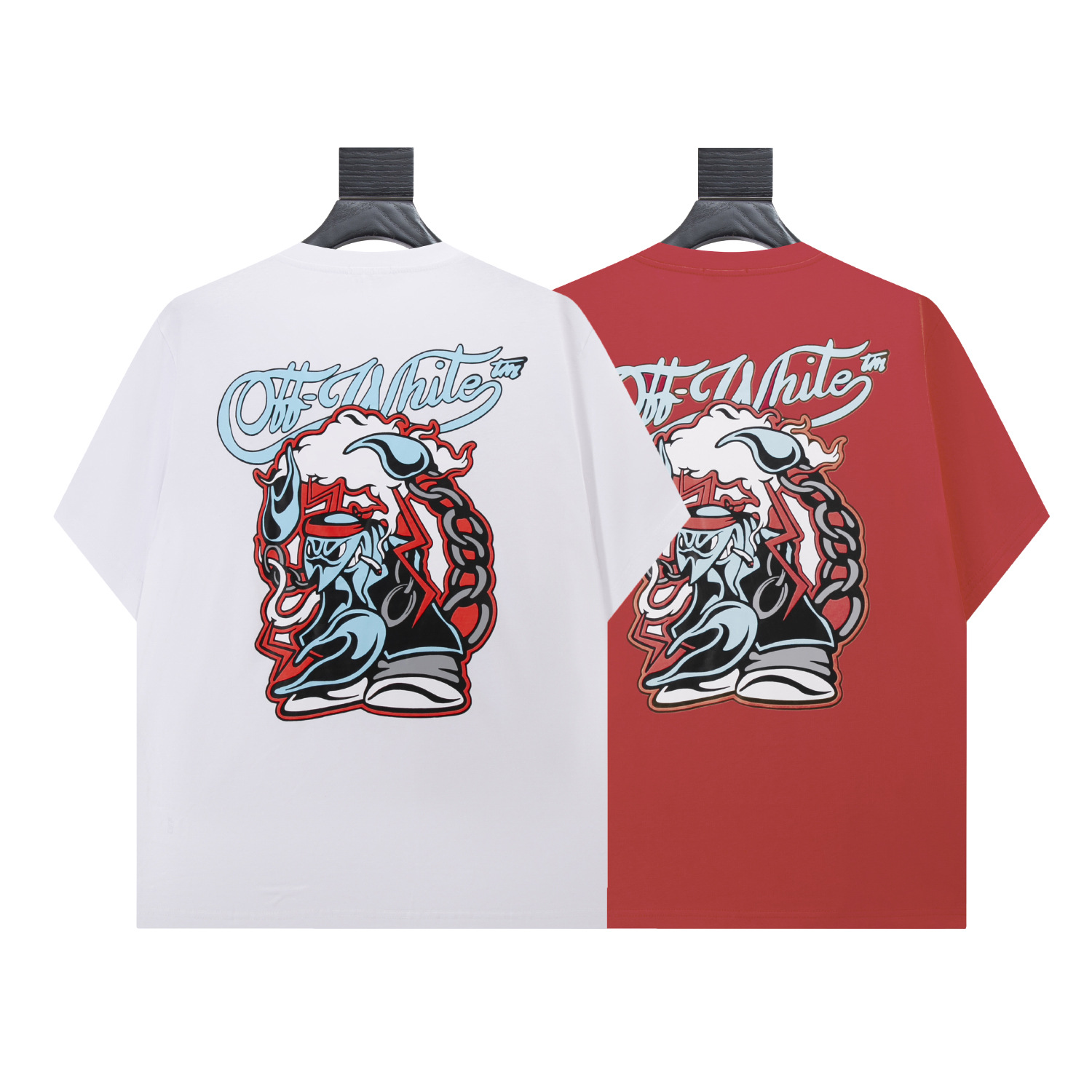 2025 Spring/Summer New Ow Cartoon Scorpion Pattern Round Neck Pullover Short Sleeve Unisex One Piece Wholesale Dropshipping
