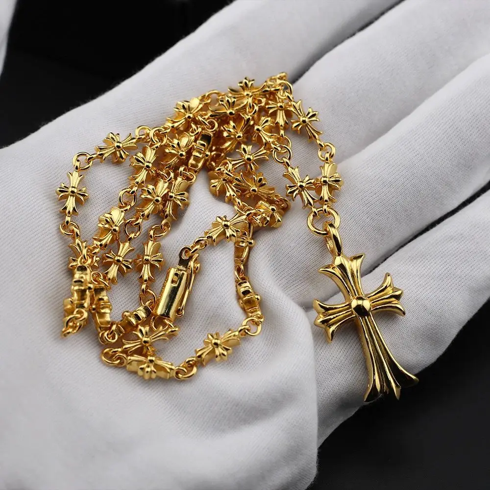 Top version】lead free CH Gold Cross Necklace