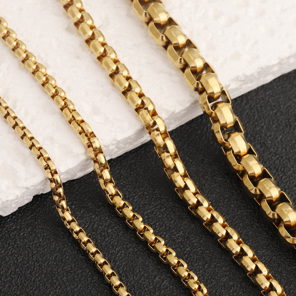 Color-Preserving 18K Real Gold Stainless Steel T-Shaped Square Pearl Chain, Trapezoidal Cut Pearl Chain DIY Bracelet Necklace Accessories