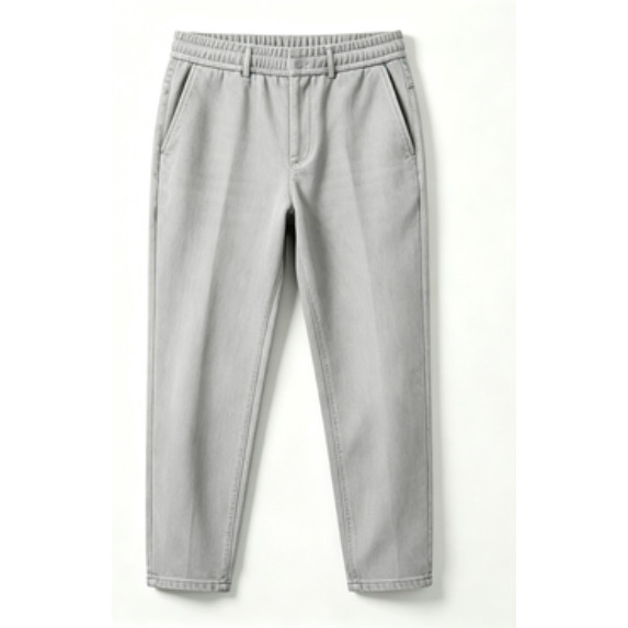 Left Side Pattern with Different Colors on Both Sides, White Paint Dots, Gray Straight-Leg Pants 55061739