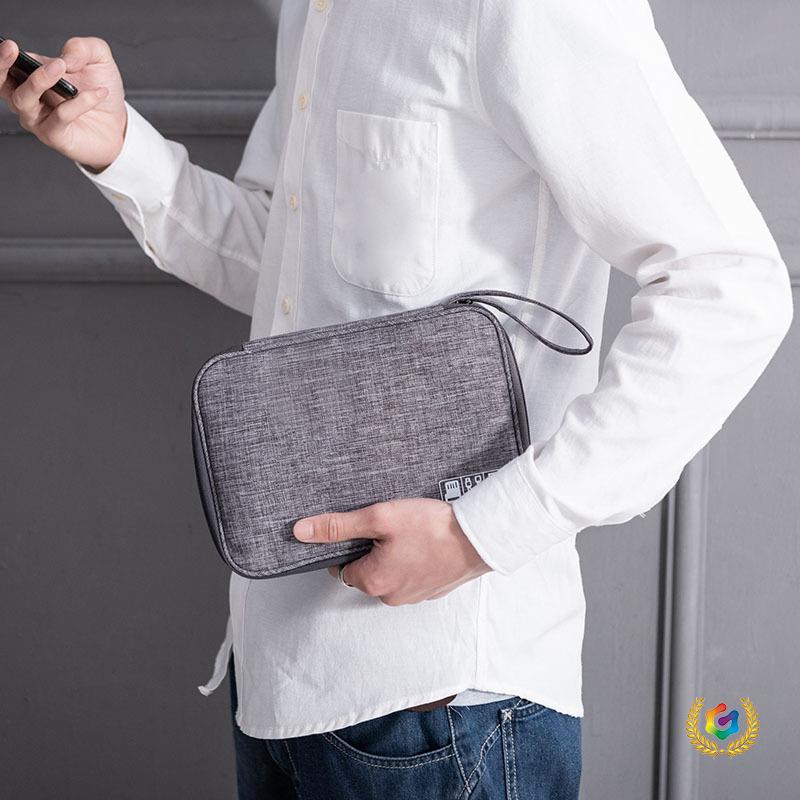 ☽ Data Cable Storage Bag, Hand-Held Anti-Collision Earphone Protection Storage Pouch, Large Capacity USB Flash Drive and Digital Device Bag