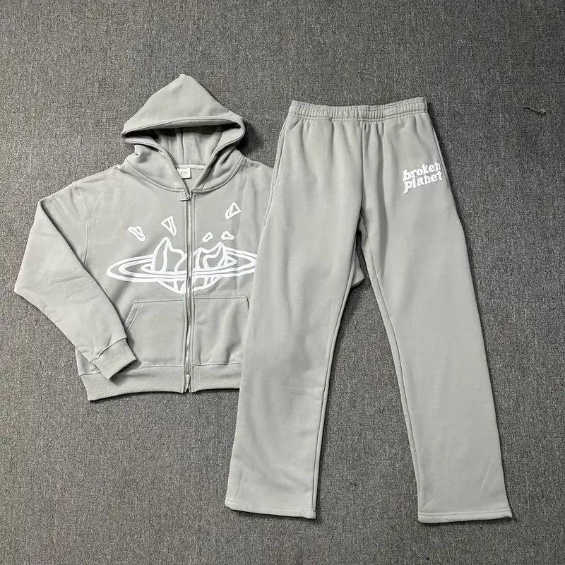 Cross-border BP Space Grey Foam Printed Hooded Sweatshirt suit American Fashion Brand BP Jacket for Men