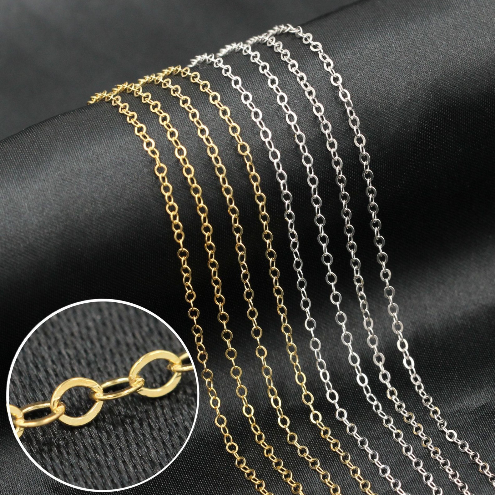 DIY US 1.68MM14K Gold Gold injection GF chain O chain cross chain clavicle chain flat chain shear chain