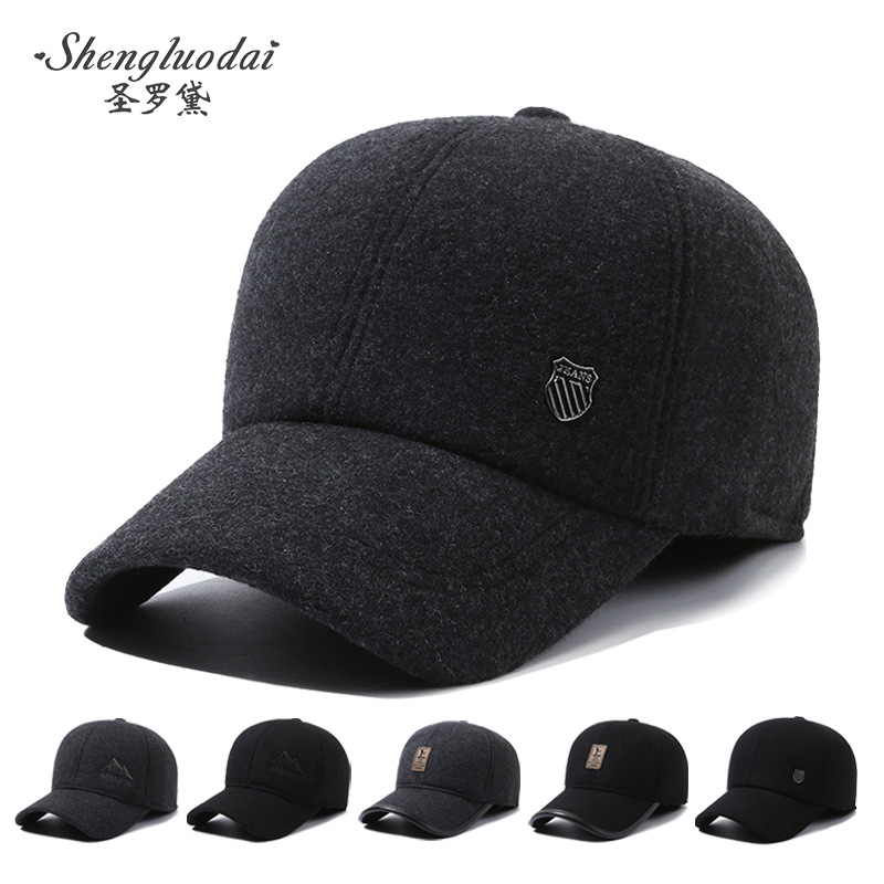 Baseball cap new hat men's spring and autumn and winter middle-aged and old cap father grandfather old head cap ear protection warm