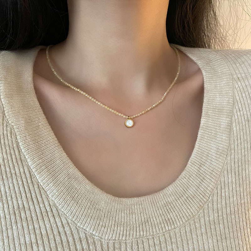 Titanium steel non-fading French zircon necklace women's light luxury niche high-end temperament clavicle chain necklace wholesale
