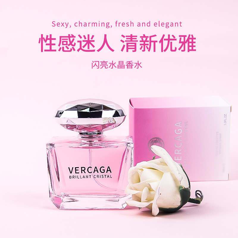 Cross-border crystal diamond ladies perfume 90ml lasting fresh flower and fruit fragrance crystal pink diamond fragrance perfume factory outlet