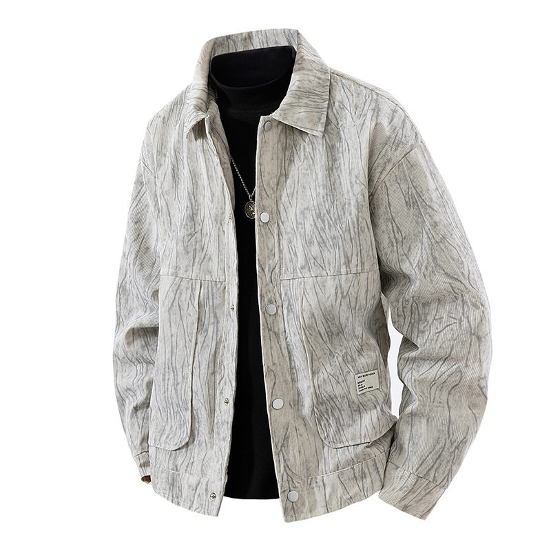 Trendy Plus-Size Men's Clothing from Kuaishou Live Streaming, Popular Fashion Brand, Spring and Autumn Versatile Casual Stylish Turn-Down Collar Jacket, Loose Fit, Extra Large