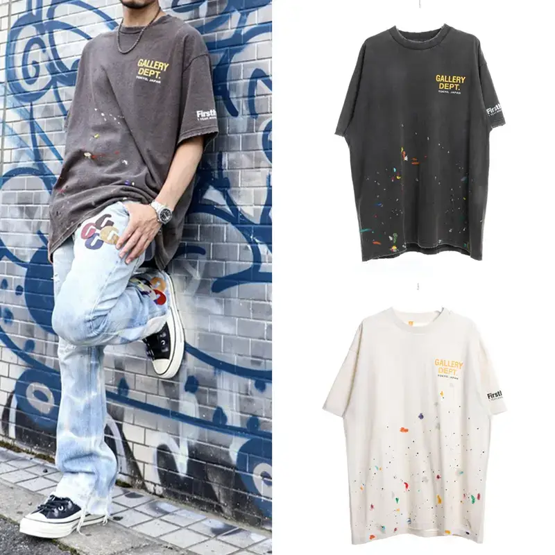 GALLERY DEPT hand-painted graffiti do old wash water niche Tide brand High Street Kuan Songxia men's FOG short sleeve t-shirt