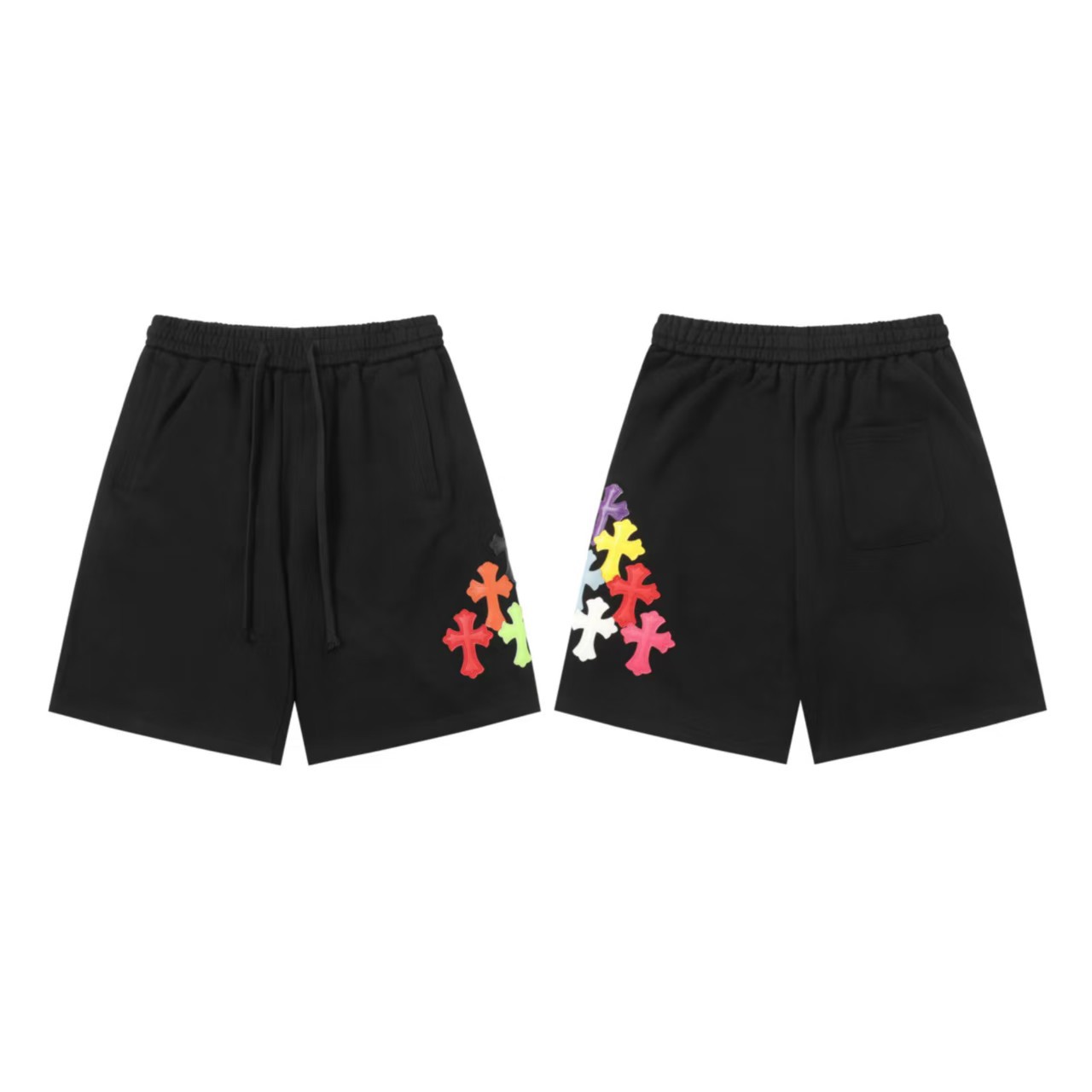 25 New Chrome Heartsch Chrome Colorful Leather Embroider Loose Casual Simple Men's and Women's Shorts