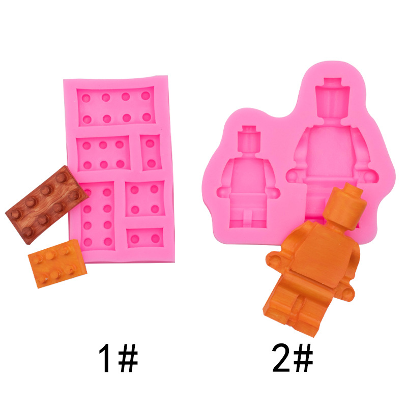 Lego Robot Flip Sugar Silicone Mold Building Blocks Silicone Flip Sugar Mold Children's Clay Silicone Mold