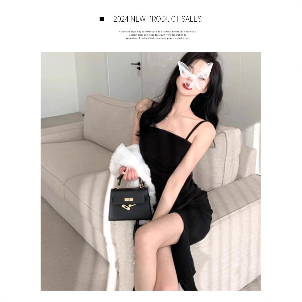 Summer 2025 New High-End Petite Short Slit Beach Vacation Slimming Dress for Women