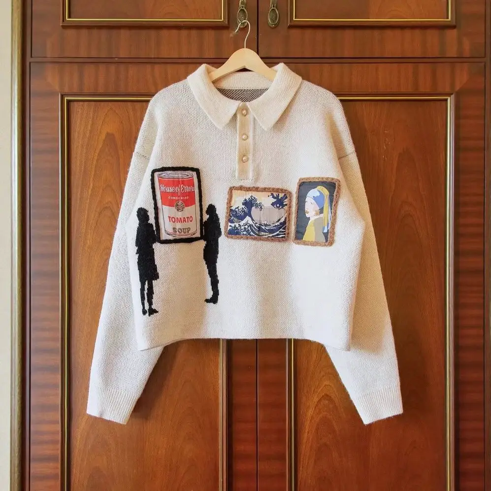 Retro heavyweight knitted sweater