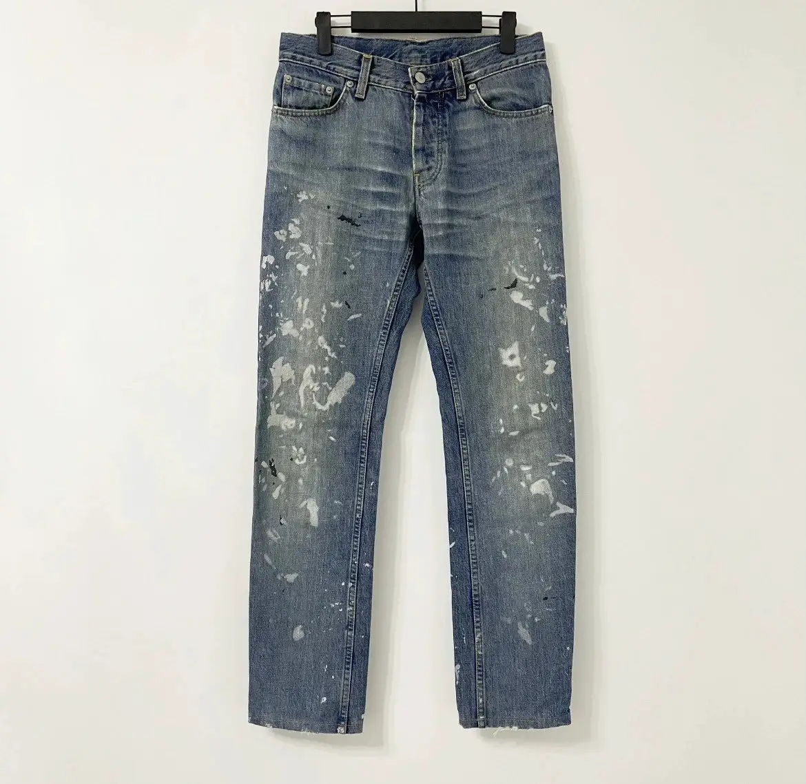 【现货】济nan自主 hl1998 泼墨做旧直筒牛仔裤cleanfit vibe风