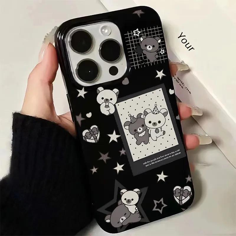 Dark Style Rilakkuma iPhone 17 16 15 14 Phone Case 13 12 11 Soft Case XS Xr Niche 17Pro