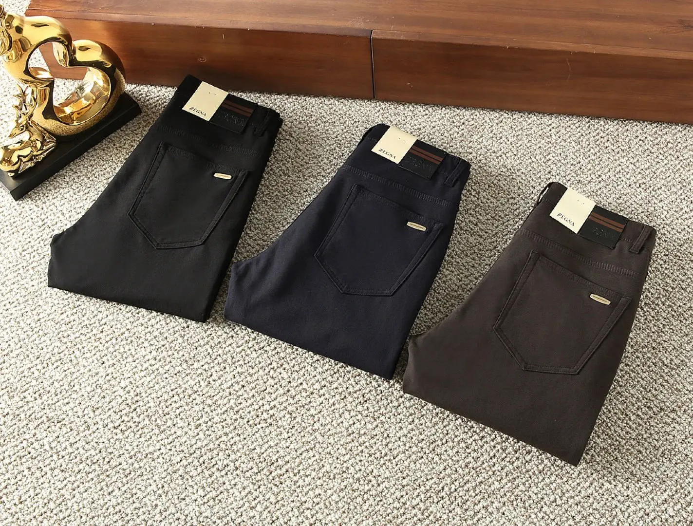 Z family business casual pants 2025 fall and winter thickness of the new models, twill cotton elastic casual pants, texture good workmanship fine Bringing urban leisure simple wind, multi-link wash mark complete high quality