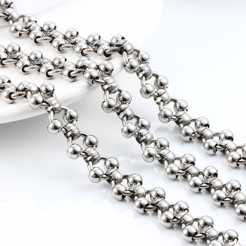 Titanium Steel Double Bead Chain Round Chain Fashion Chain Making Necklace Bracelet Trendy Accessories Bag Chain Pants Chain Pendant Chain