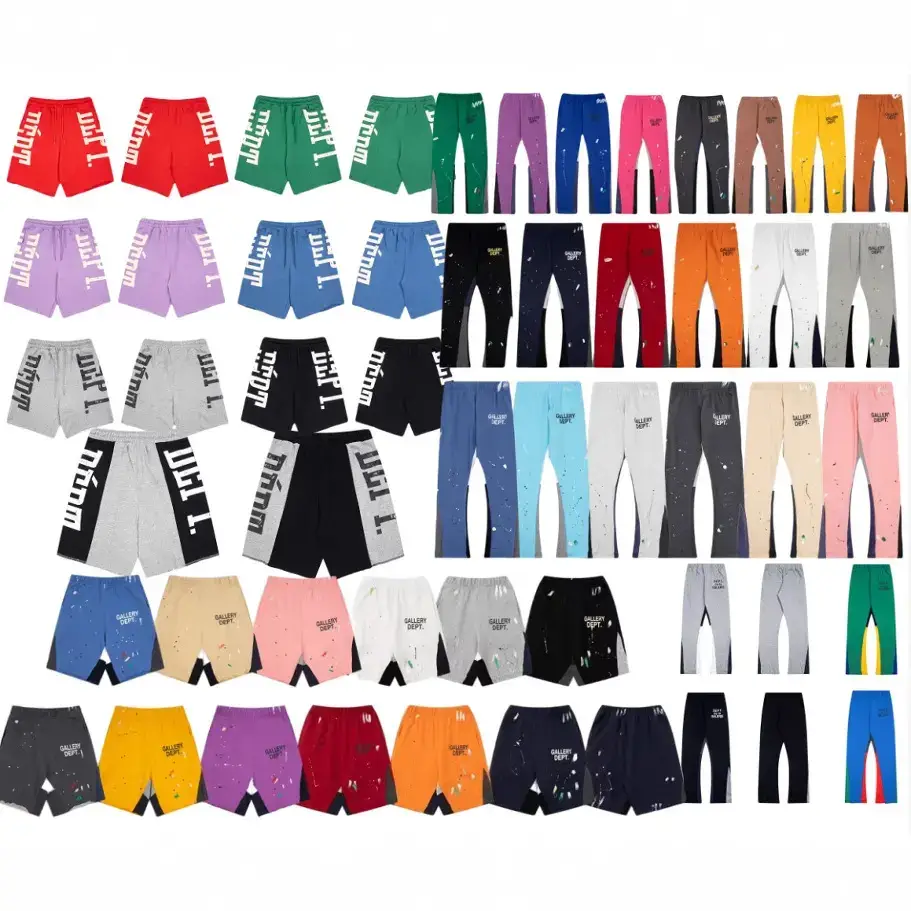 Cross-Border Trendy In-Stock Galle1Yd Hand-Painted Splatter Stitching Drawstring High-Street Casual Sweatpants Flared Long Pants for Men and Women