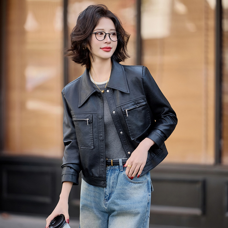 Haining Genuine Leather Women's 2025 Explosions New High-end Simple Short Sheepskin Jacket Women's Jacket