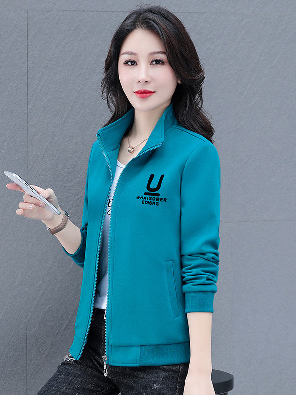 Short Coat Women's Spring and Autumn New plus size All-match Vertical Collar Sweatshirt Jacket Baseball Clothes Casual Sportswear Top