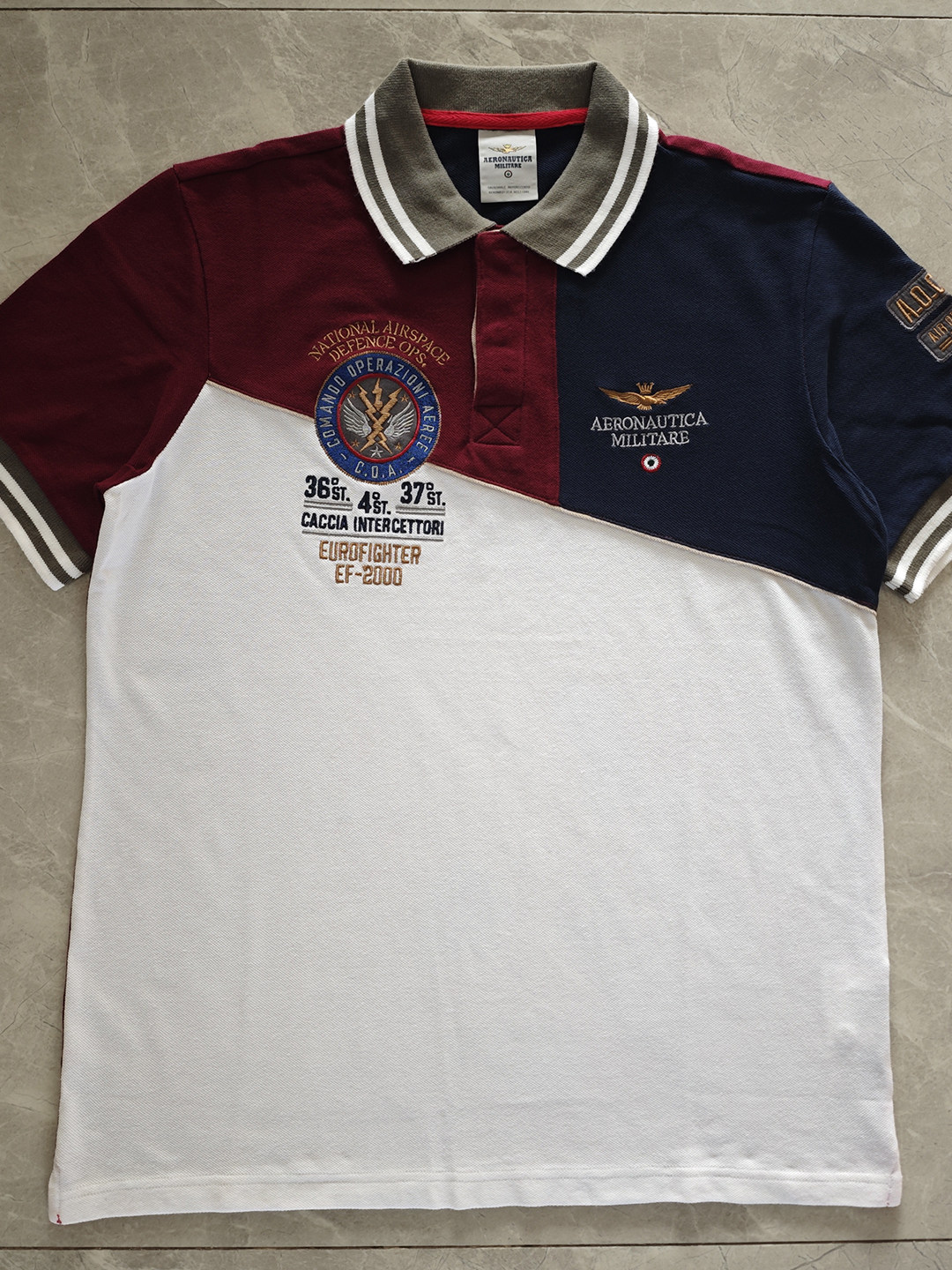 Am Air Force One Summer Men's Short-Sleeved Polo Shirt Pure Cotton Color-Blocked Embroidered Pilot Uniform Lapel T-Shirt Slim Fit foto QC de TAOBAO en Qualit.ly
