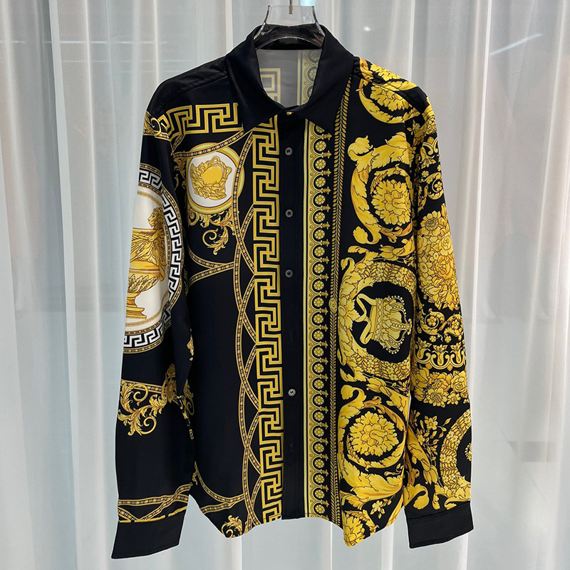 2024 spring and summer new European and American cross-border foreign trade fashion youth popular digital printing men's long sleeve shirt shirt