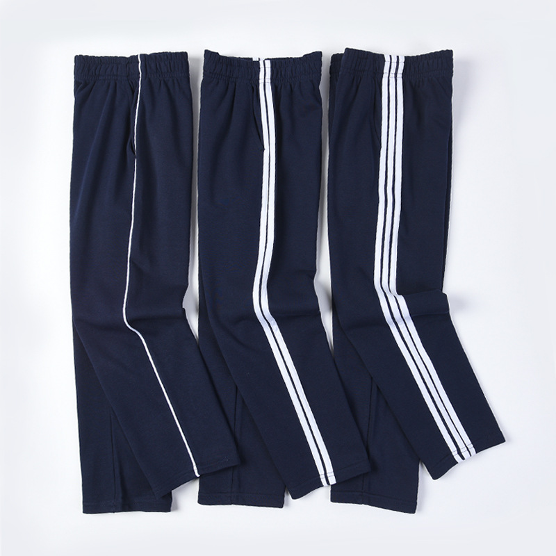 Children's Xizang Blue Spring and Autumn Uniform Pants Pupils One Two Bar Three dark blue Pants for Girls and Boys
