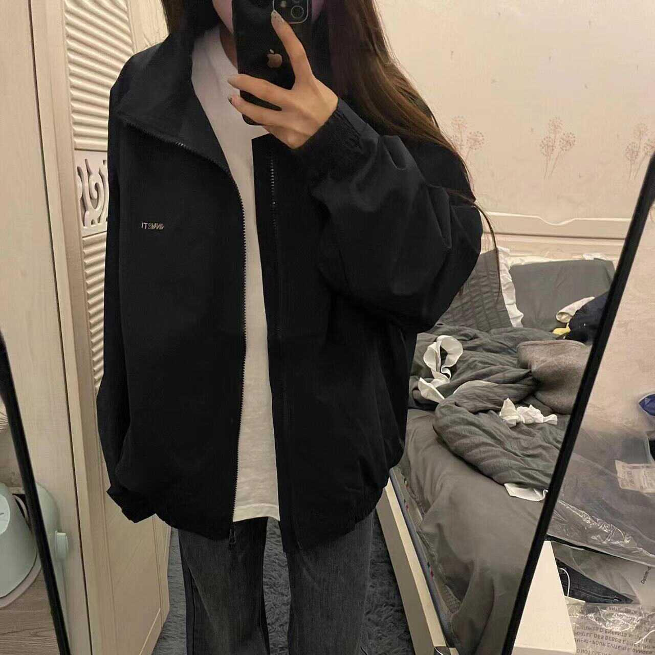 American Style Retro Collar Jacket Coat Women's Spring and Autumn 2024 New Loose All-match Casual Trendy Brand Couple Baseball Suit