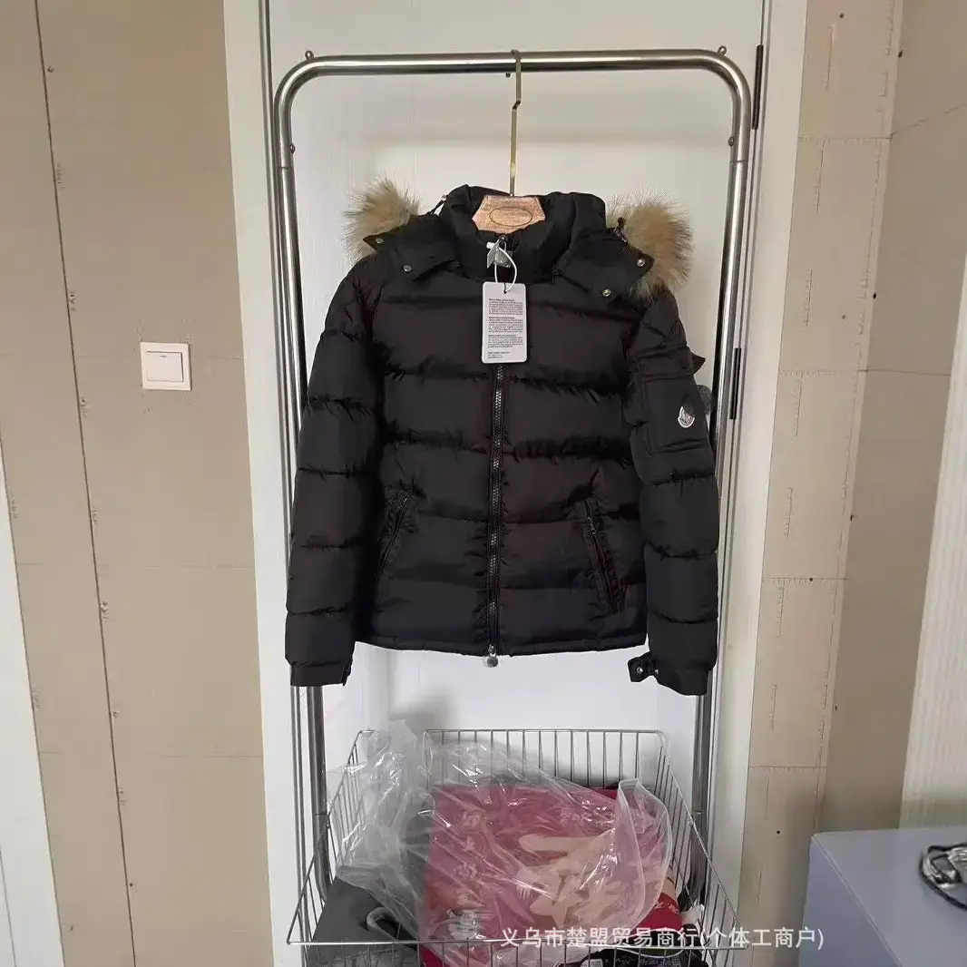 Moncler Black Fur Hooded Down Jacket