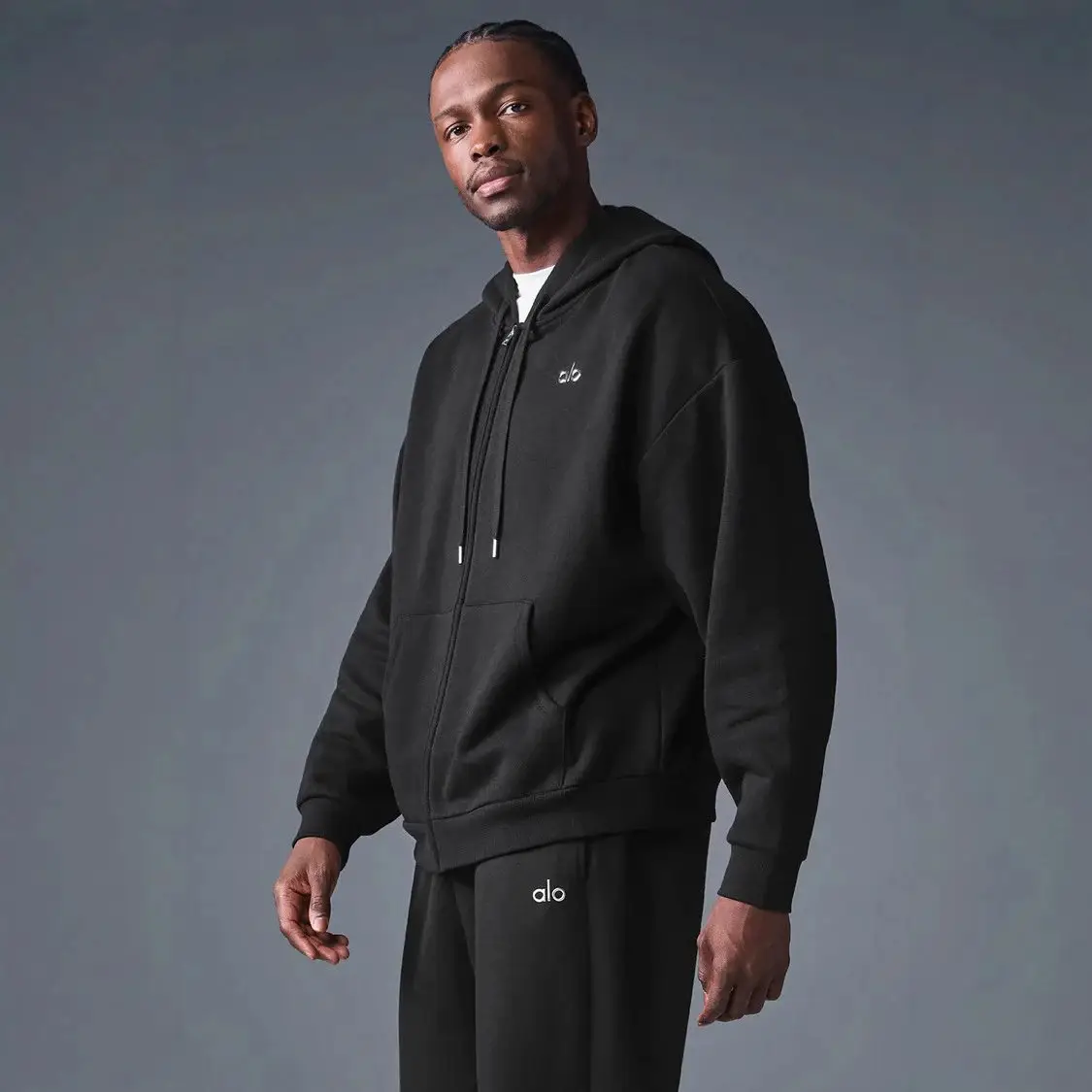 a. l. o raised padded casual hooded sweatshirt