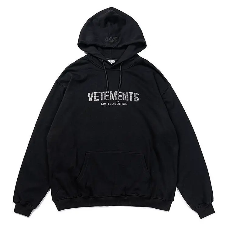 Cross-Border Wholesale 2023Ns Hot Diamond Letters Loose Hooded Sweatshirt Trendy Brand New Men's and Women's Hoodies