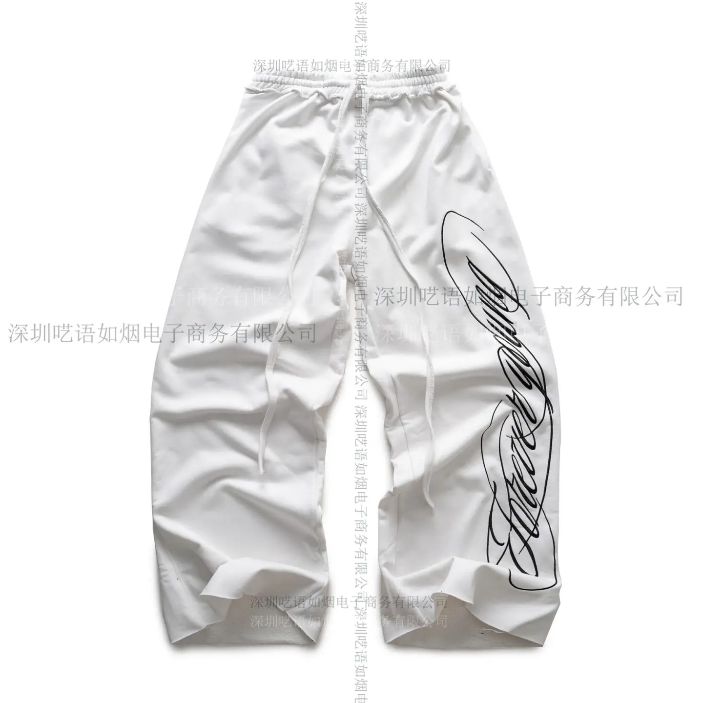 European and American Cross-Border Elastic Dark High Street Personalized Printed Sweatpants Straight Nine-Point Pants Casual Pants Vintage Retro