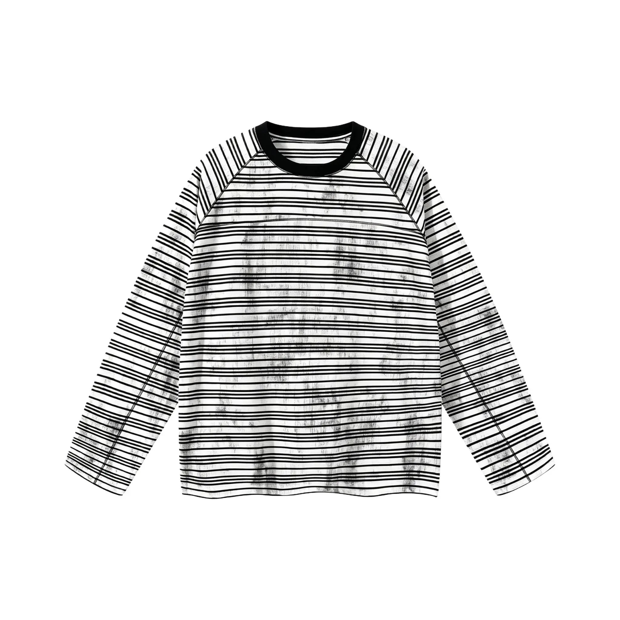 ETHERIA American Style Retro vintage Striped Raglan Sleeve Long Sleeve T-shirt Men's and Women's Loose Base Shirt