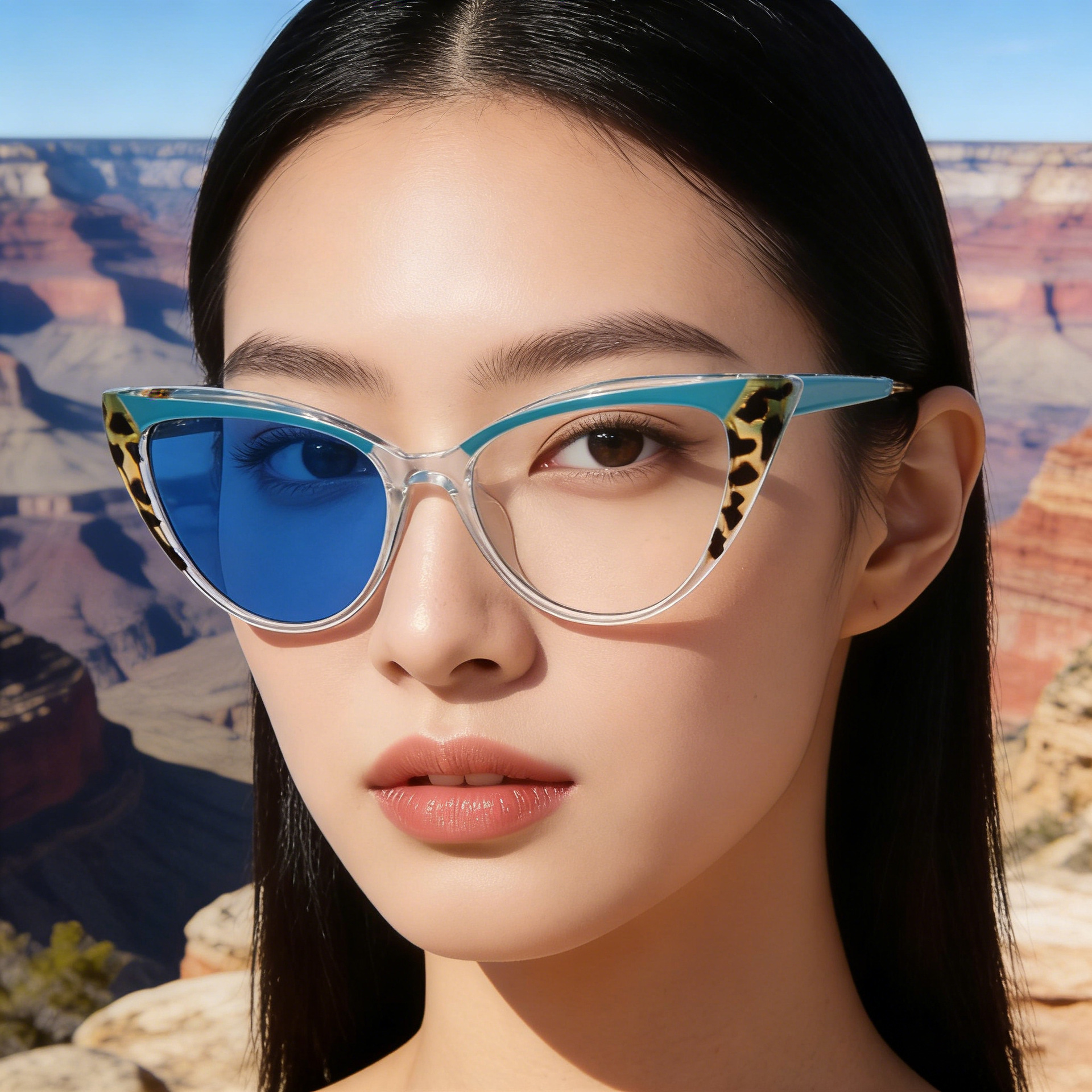 2025 New European and American Cat-Eye Color-Changing Optical Frame Women's Fashion Trendy Ins Style High-End Glasses Frame Women