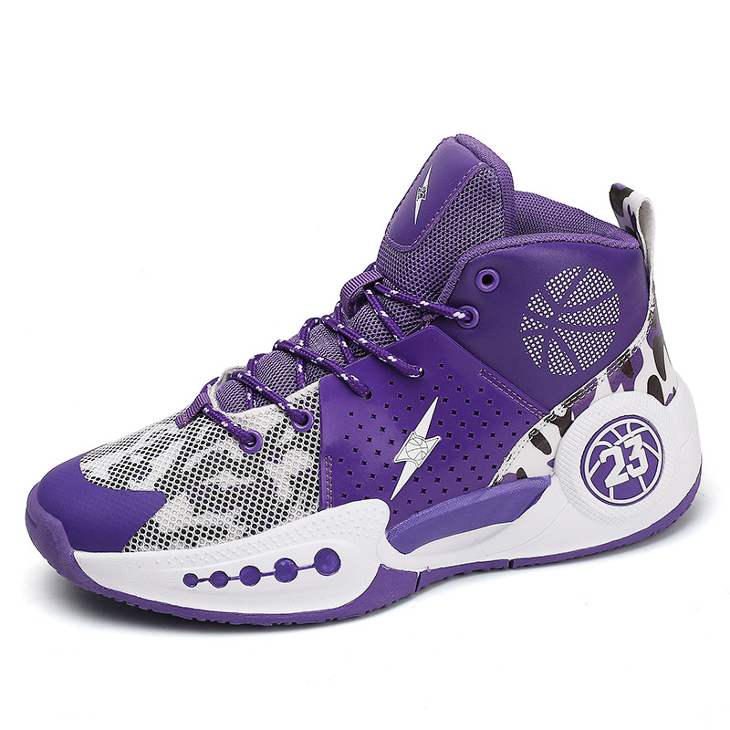 Mid-High Top Basketball Shoes for Men in Summer Mesh Breathable Shock-Absorbing Lightweight Large Size 48 Sports Shoes Non-Slip Wear-Resistant Student Shoes