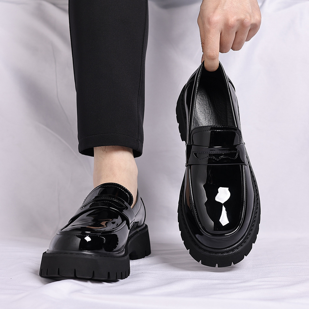 2025 Spring and Autumn Casual Thick-Soled Leather Shoes Large Size Men's Formal Business Sole Youth Shoes Wholesale Cross-Border Supply