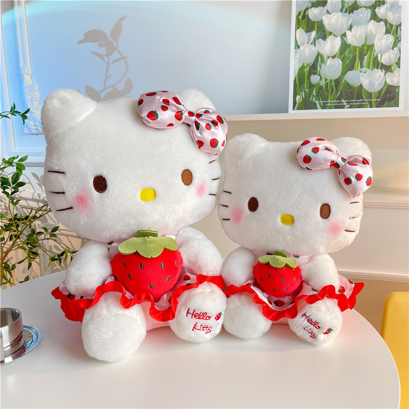 Internet Red Explosions Strawberry KT Cat Cute Cartoon Hello Kitty Girl Bed Pillow Plush Toy Birthday Gift
