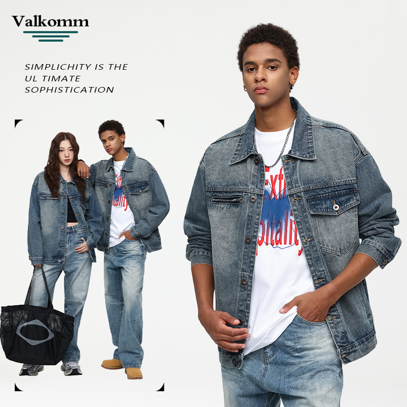 Laike Men's American High Street Retro Washed Jacket High-End Autumn New Trendy Casual Denim Jacket for Men