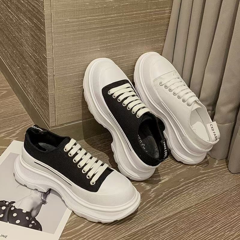 Beijianglang Foreign Trade Thick-Soled Breathable White Sneakers for Women, New Spring and Autumn Models, Versatile, Comfortable, Sporty, Casual, Non-Slip, Height-Increasing, Lightweight