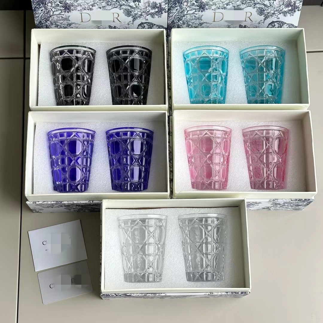 D home retro light luxury rattan Plaid crystal glass household cup water Cup gift box suit gift Foto QC de 1688 na Qualit.ly