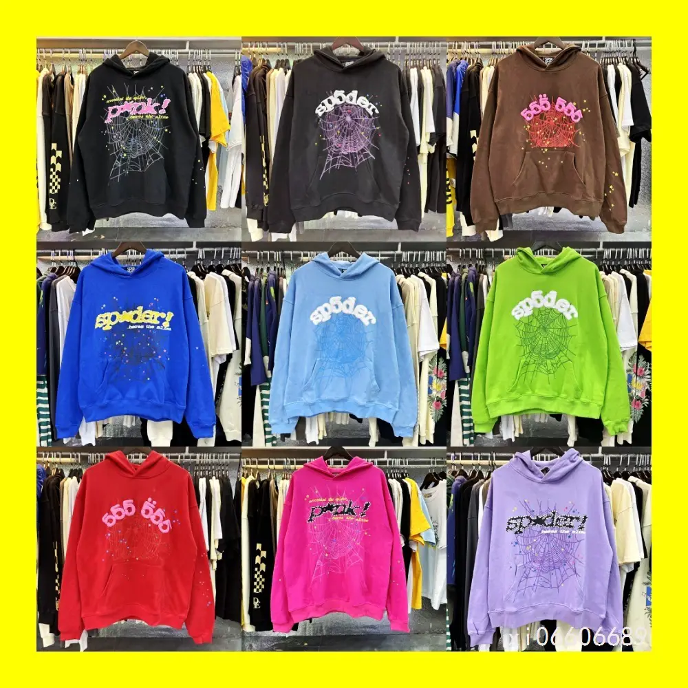 Sp5Der European and American Hip-Hop Singer's Same Style Foam Letters 555555 Printed Men's and Women's Couple Sweatshirt Hoodie Trendy
