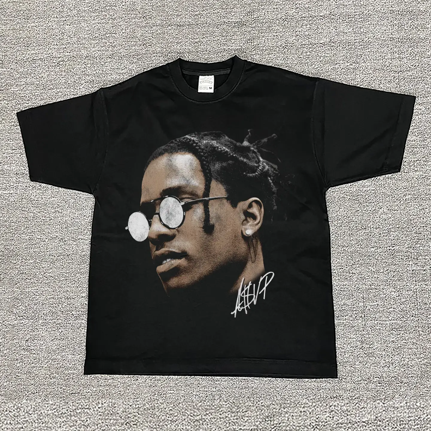 A$Ap Rocky Vintage Tee American Retro Washed Distressed T-Shirt Heavy Cotton Small Neckline Short Sleeves