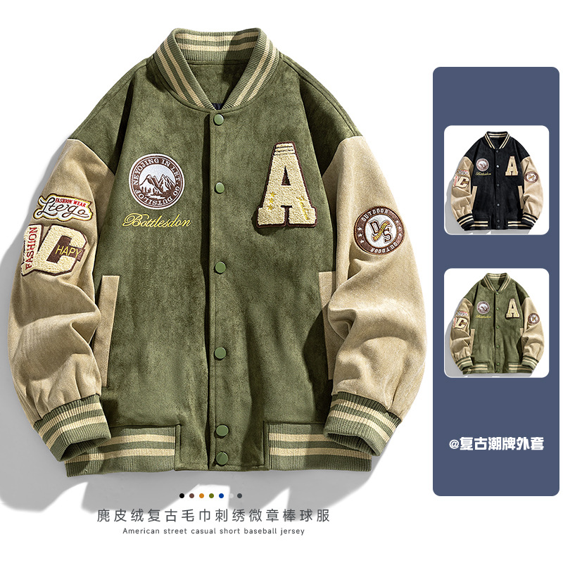 Nasa Jacket Men's 2025 Spring, Autumn and Winter Stand-Up Collar Suede Couple Wear American Baseball Uniform Trendy Brand Jacket Thickeneded