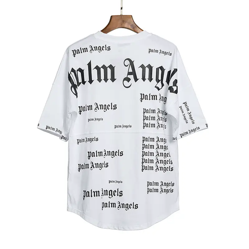 Cross-border Wholesale PA Angel Bat Sleeve Shoulder Short Sleeve Back Letter Foam Printed Casual Couple Loose T-Shirt